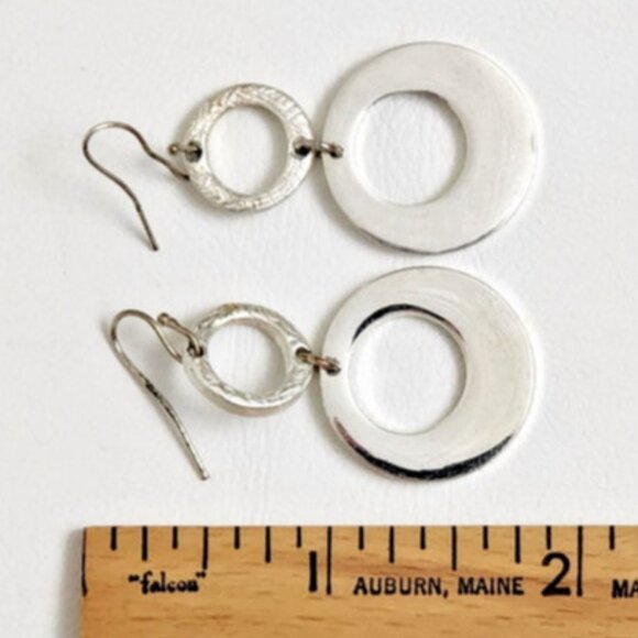 Silvertone Drop Earrings 3/4" x 7/8" - Picture 3 of 4